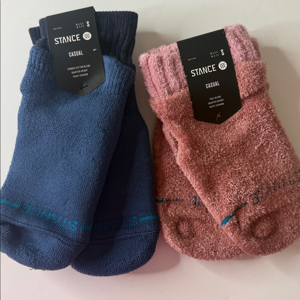 Stance Slipper Socks 2 Pairs. Quarter Height. Pink and Blue. Size Small